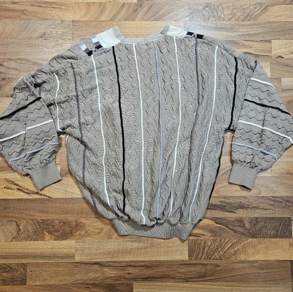 St Croix Knits Textured Sweater Men’s XL Made in USA Beige Cotton 90s Retro - Picture 6 of 6
